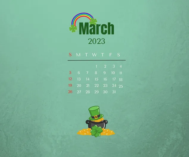 Saint Patrick\'s Day calendar: Bạn có muốn biết hôm nay là ngày gì không? Tải về lịch Saint Patrick\'s Day siêu đáng yêu nay và tìm hiểu bí mật đằng sau ngày lễ này! Bạn sẽ yêu thiết kế tinh tế và những thông tin thú vị được cập nhật liên tục trên lịch. Đón chào một mùa lễ hội đầy sắc màu và vui tươi cùng lễ hội Saint Patrick\'s Day!