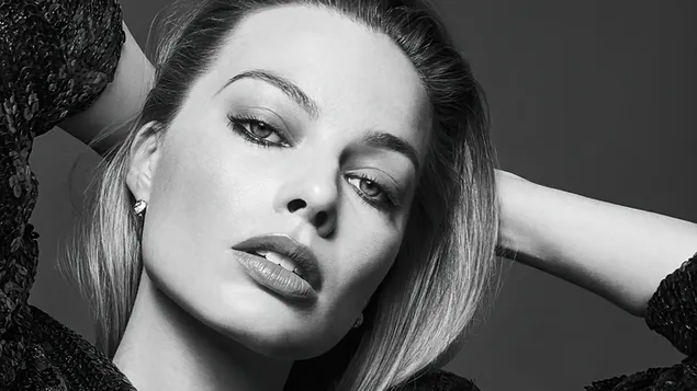 Margot Robbie - črno-bela 4K ozadje