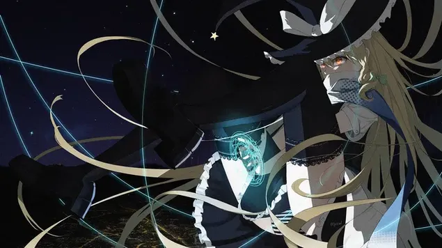 طلسم جادوگر Marisa kirisame از انیمه Touhou کاغذدیواری  HD