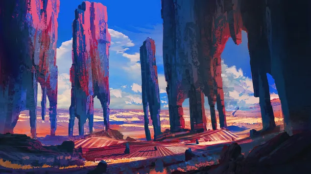 marslandschap cyberpunk | minimalistisch download