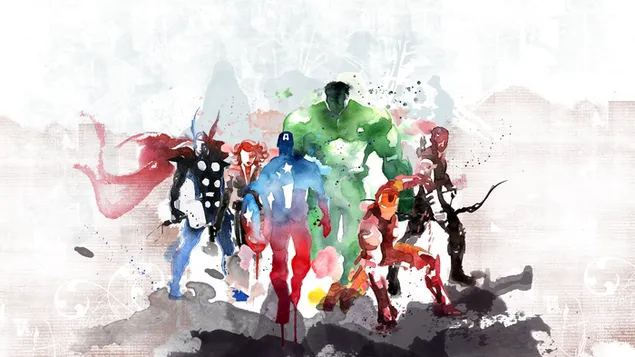 Marvel movie superhero characters colorful drawing HD wallpaper