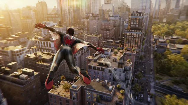 Marvel's Spider-Man 2 Mil Morales uçuyor 4K duvar kağıdı