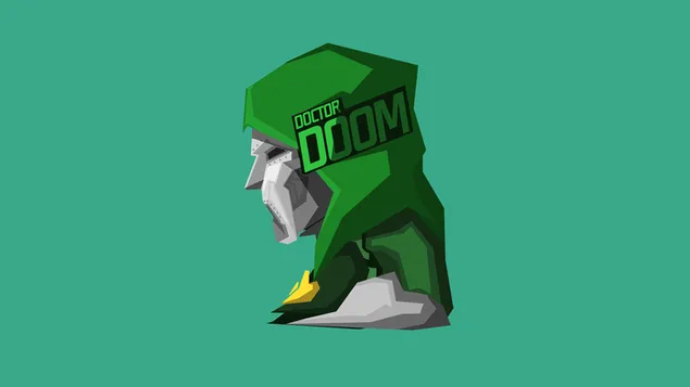 Marvel's Supervillain Doctor Doom groen behang minimalistisch