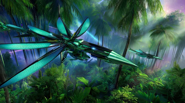 massiivinen biomekaaninen sudenkorento futuristisessa biomissa lataa