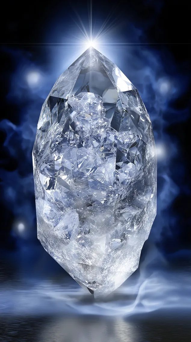 masyvus putojantis kvarco kristalas, pluduriuojantis abstrakcioje tustumoje atsisiusti