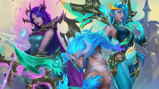 Páipéar balla Máistir Yi le Ashe & Kai'Sa (Dragonmancer Skin) - League of Legends (LOL)4K