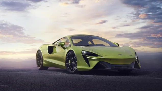 McLaren Artura 2022 framifrån och från sidan 4K bakgrund