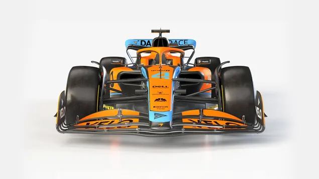 „McLaren mcl36 formula 1 2022“ naujo automobilio vaizdas iš priekio baltas fonas 4K ekrano užsklanda