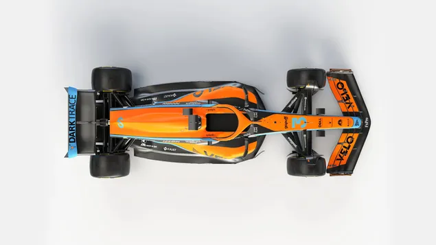 McLaren mcl36 formula 1 2022 new car top view white background