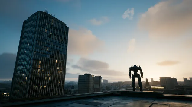 luftetari mekanik ne catine e nje peizazhi dystopian te qytetit cyberpunk shkarkim