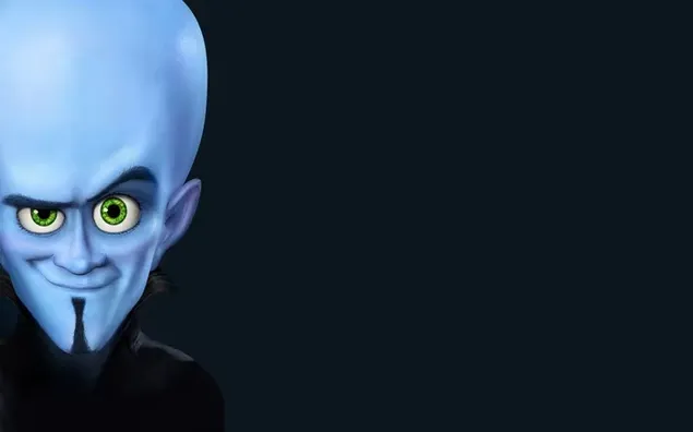 Megamind animéierten Film gréng-eyed Charakter poséiert virum schwaarzen Hannergrond HD Tapeten
