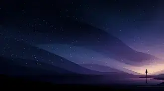 忧郁的剪影人物在飘扬的简约星空下 2K 壁纸