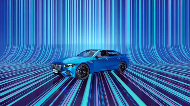 Mercedes-auto-cgi gerenderd-sci-fi lijnen abstract push download
