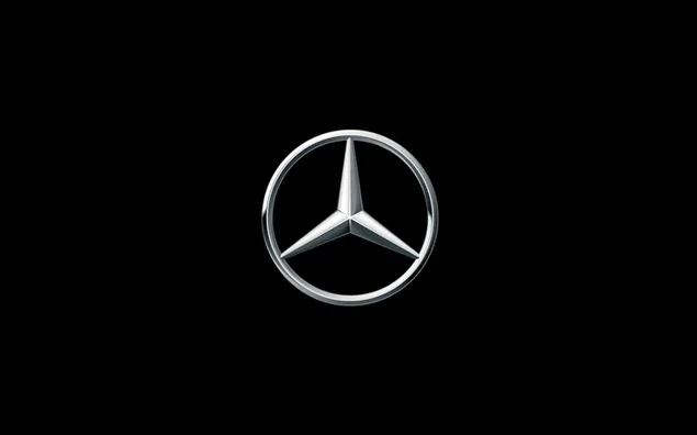 Logo glossy Mercedes Benz dengan latar belakang hitam