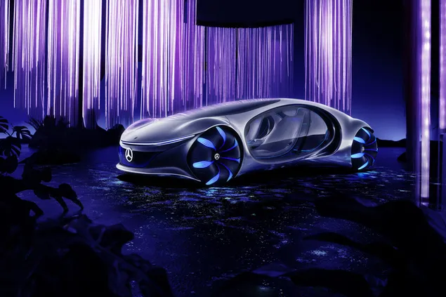 Mercedes-Benz Vision AVTR en un artístico fondo violeta