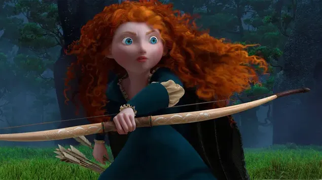 merida, djevojka koja gada strijele sa dugom narandzastom kosom iz hrabrog animiranog filma preuzmi
