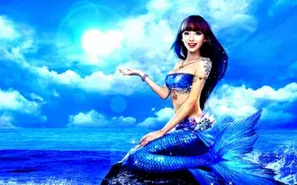 Putri duyung melihat keluar di bawah sinar matahari 2K wallpaper