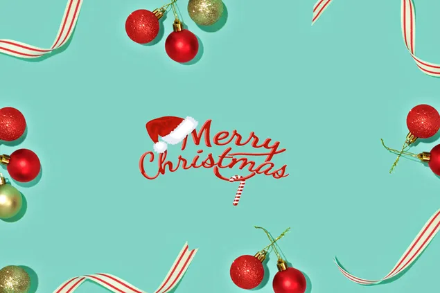 Merry Christmas greeting concept in mint green background