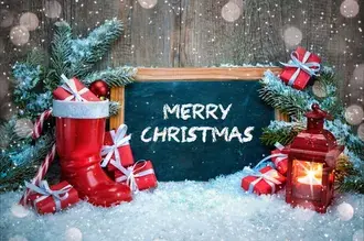 Feliz decoração de saudação de Natal, inverno, neve, decoração, árvore 4K papel de parede