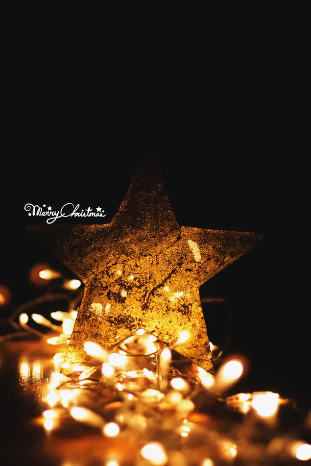 Selamat Natal dengan lampu bintang Natal yang hangat