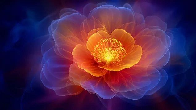 Mekar Abstrak yang Memukau: Kelopak Lutsinar dengan Aura 2K kertas dinding