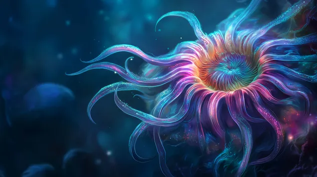 令人着迷的海葵散发出五彩缤纷的色彩 2K 壁纸