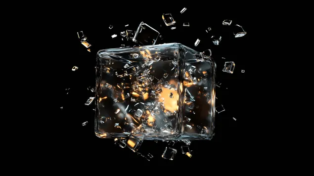 Metallic a Glas Shard Explosioun an abstrakt Konscht Form 8K Tapeten