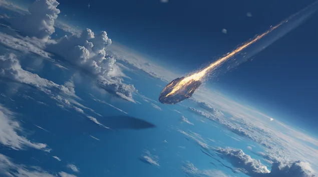 meteorit s ohnivou stopou vstupuje do hornych vrstiev zemskeho ovzdusia stiahnut