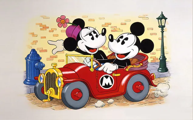 mickey y minnie mouse conduciendo un coche descargar