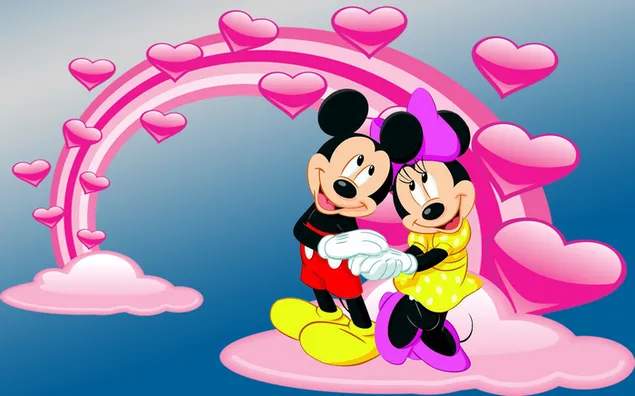 Amor rosa de Mickey y Minnie mouse