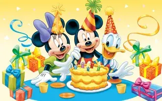 Tapeta Mickey mouse a přátelé narozeniny 2K