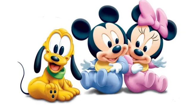 Micky Maus Pluto und Minnie Maus als Babys