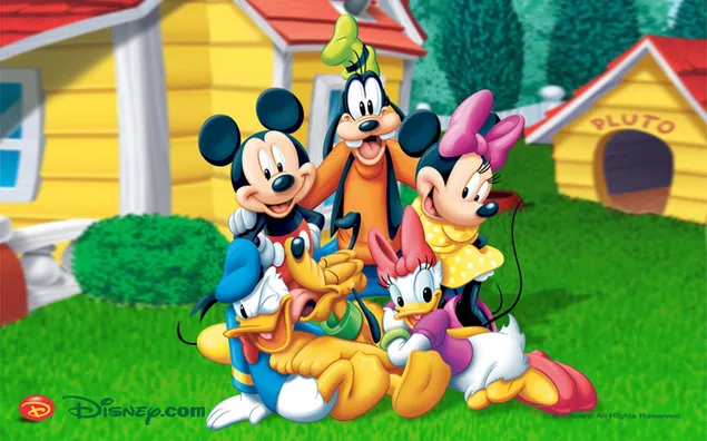 Mickey mouse dengan latar belakang teman unduhan