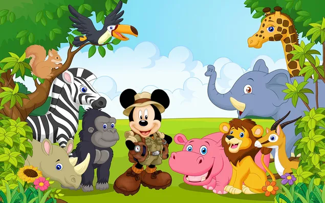 Micky Maus mit Freunden von der Dschungelsafari