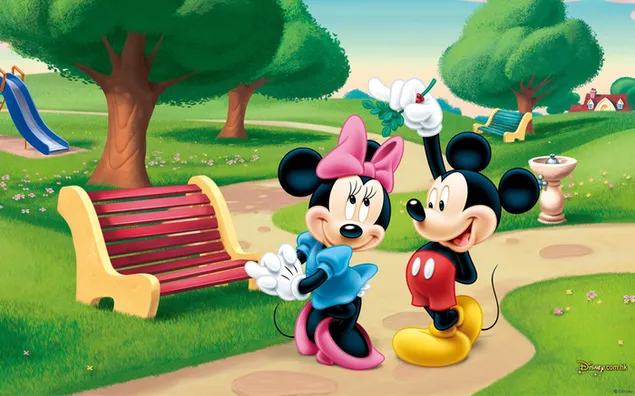 Mickey mouse y minnie mouse en el parque descargar