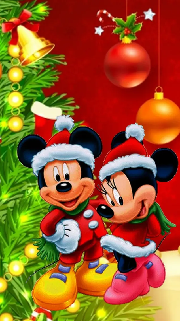 Mickeymouse y su novia disfrutando de la Navidad descargar