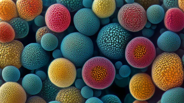 פלאים מיקרוסקופיים: גרגרי אבקה תוססים באמנות מופשטת 4K טפט