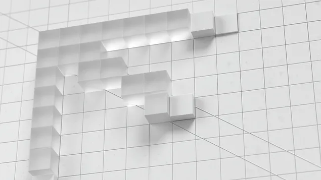 白い正方形で作られた Microsoft 365 の抽象的な形 4K 壁紙