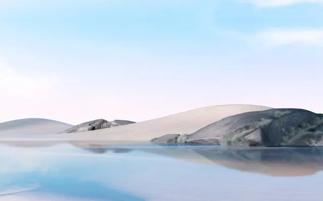 Microsoft Windows 11 砂漠の砂と川 ダウンロード