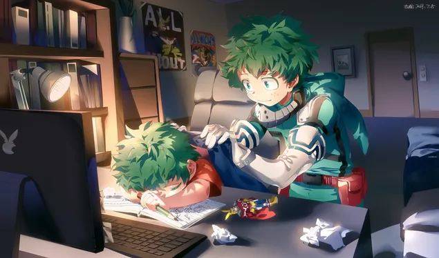Midoriya cuidando de sua própria criança 4K papel de parede