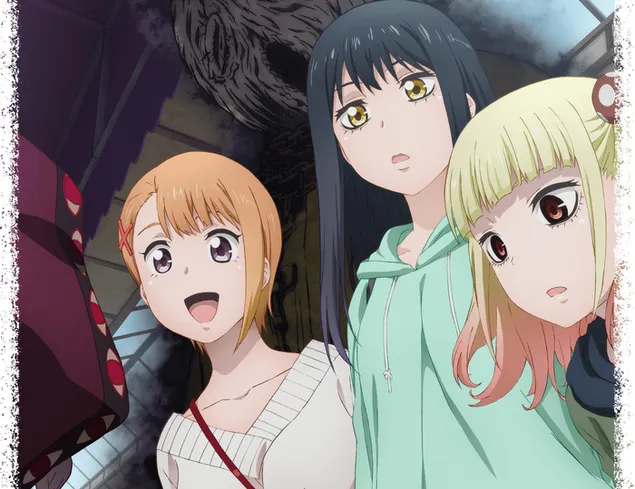 Mieruko-chan - Hana Yurikawa, Miko Yotsuya e Yuria Niguredou 2K sfondo