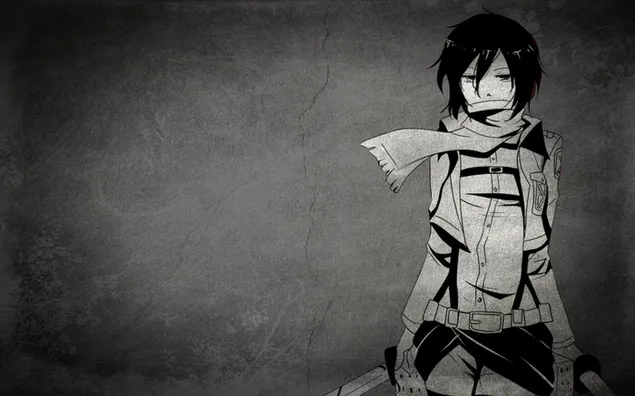 Микаса изгледа жешко во црно-бело фустанче на сурвер корпус 2K тапет