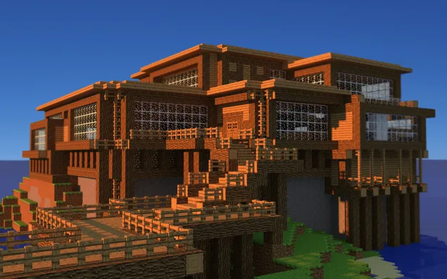 Costruzione dell'architettura del videogioco di Minecraft 2K sfondo