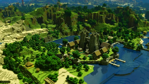 Area del videogioco Minecraft dal design accattivante 2K sfondo