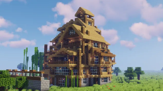 Il videogioco Minecraft costruisce una casa fantastica HD sfondo
