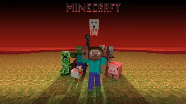 Minecraft videospillpikselfigurer HD bakgrunn
