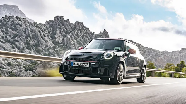 Mini John Cooper Works 2022 前視圖 4K 壁紙