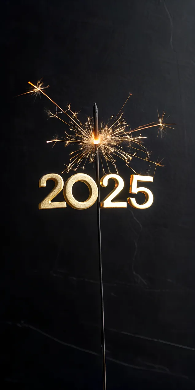 Minimalista 2025 con tipografia dorata e scintillante per il nuovo anno 2K sfondo