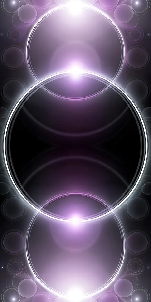 Minimalistiese abstrakte swart agtergrond met pastel laventel gradiënt sirkels 2K muurpapier