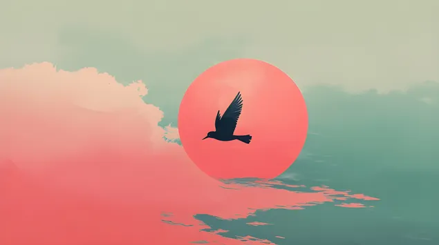 טיסה מינימליסטית מעל נוף שקיעה 2K טפט